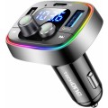 Modulator FM Auto Techone® DriveTune, Bluetooth 5.3, Functie Incarcator Auto 54W, Fast Charge, Lumini RGB, USB C si A Qualcomm, Negru