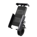 Suport telefon bicicleta Techone® QX21, pentru motocicleta, scuter, trotineta, cu inchidere mecanica, rotire 360, universal, absorbire socuri, negru